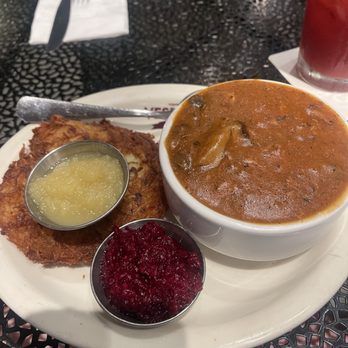 Veselka - Beef Stroganoff Potato Pancake Plate - Ukrainian Near Me - New York, New York