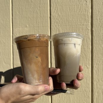 Kamurocho - Honeycomb latte (left) & hojicha latte (right) - Shaved Ice Near Me - Pleasanton, California Kamurocho - Honeycomb latte (left) & hojicha latte (right) - Shaved Ice Near Me - Pleasanton, California