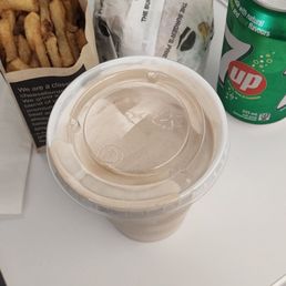 Bacon double cheeseburger with fries, chocolate shake, and a 7 Up Bacon double cheeseburger with fries, chocolate shake, and a 7 Up
