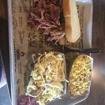Wright's Barbecue - Pulled pork with jalepeno cream corn and coleslaw - Barbeque Near Me - Little Rock, Arkansas Wright's Barbecue - Pulled pork with jalepeno cream corn and coleslaw - Barbeque Near Me - Little Rock, Arkansas