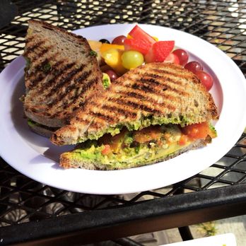 Gum Tree Cafe - Grilled chicken sandwich with avocado and fruits on the side - Australian Near Me - Hermosa Beach, California Gum Tree Cafe - Grilled chicken sandwich with avocado and fruits on the side - Australian Near Me - Hermosa Beach, California