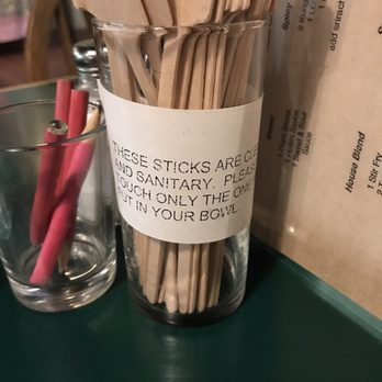 Hereford & Hops Steak House And Brewpub - The sticks you put in your Mongolian grill bowls. Not sure how sanitary this is? - American Near Me - Escanaba, Michigan