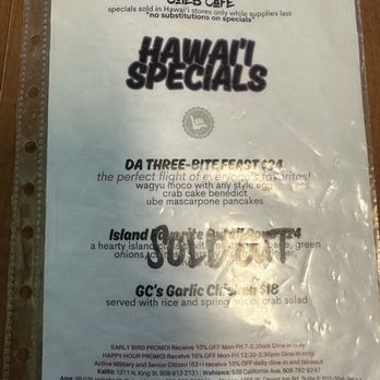 Guieb Cafe - Menu - New American Near Me - Honolulu, Hawaii
