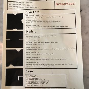 King Brasserie - Breakfast Menu, Part I (food) - old menu as of December 2024 - Seafood Near Me - New Orleans, Louisiana