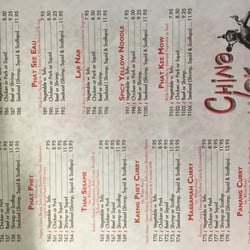 China Wok - Thai menu