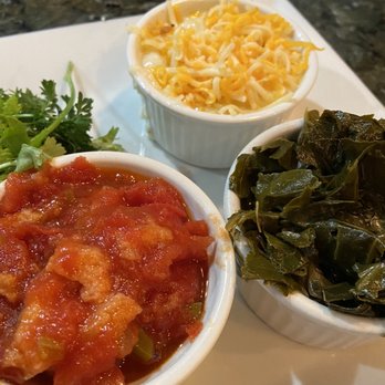 Southern Kitchen - Stewed tomatoes, cheese grits, collard greens. - Southern Near Me - Richmond, Virginia
