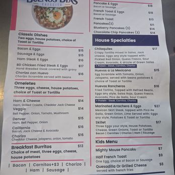 Buenos Dias Cafecito - Front of menu - Breakfast & Brunch Near Me - Hollister, California