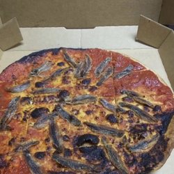 Domino's Pizza - They refused to exchange for a new pizza or refund the money. It's supposed to be an extra cheese and anchovy pizza.