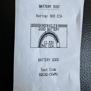 Big O Tires - this is the tests result from the garage that changed my oil taken after Big O told me i needed to replace the battery - Tires Near Me - Berkeley, California Big O Tires - this is the tests result from the garage that changed my oil taken after Big O told me i needed to replace the battery - Tires Near Me - Berkeley, California