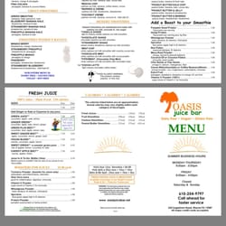 Oasis Juice Bar - Menu.