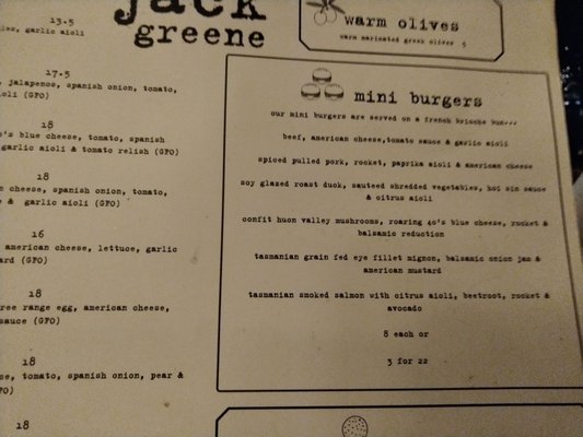 Menu photo 2 Jack Greene Hobart, TAS