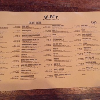 Blatt Beer & Table - Updated beer menu. 1/19/17. - Gastropubs Near Me - Omaha, Nebraska Blatt Beer & Table - Updated beer menu. 1/19/17. - Gastropubs Near Me - Omaha, Nebraska