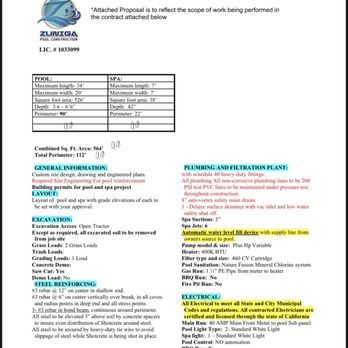 Zuniga Pool Construction - Contract we had questions on. That bothered Rick. - Pool & Hot Tub Service Near Me