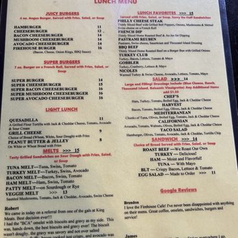 Firehouse Café - Menu (back side) - Breakfast & Brunch Near Me - Diamond Springs, California Firehouse Café - Menu (back side) - Breakfast & Brunch Near Me - Diamond Springs, California