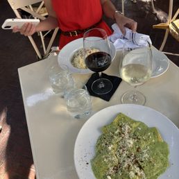 Spinach ravioli and the lemon pasta