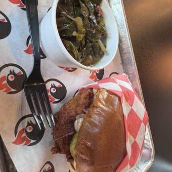 Little Lou's Hot Chicken - Sando and collard greens - Chicken Shop Near Me - Berkley, Michigan