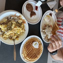 Waffle House - All American and sausage hash brown bowl. Covered in gravy