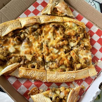 Shawarma Cafe - "Turkish" pizza. Chicken Schwarma Pide. - Mediterranean Near Me - Vancouver, British Columbia