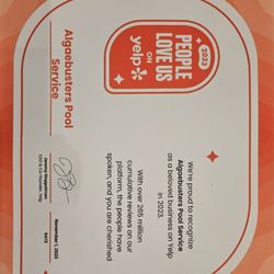 Algaebusters Pool Service - Thanks to all supportive customers!