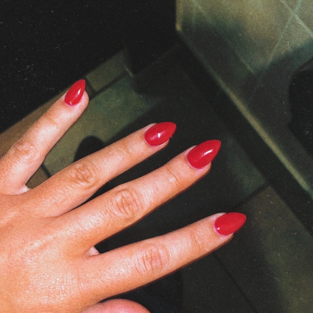 Luminous Nail Spa 4 - Red acrylics, pointy almond shaped :) - Nail Salons Near Me - Centerville, Ohio Luminous Nail Spa 4 - Red acrylics, pointy almond shaped :) - Nail Salons Near Me - Centerville, Ohio