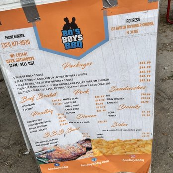 Bo's Boys BBQ - Menu board - Smokehouse Near Me - Winter Garden, Florida