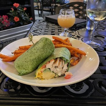 On the Kirb - Chicken club wrap with sweet potatoe fries! - Sports Bars Near Me - Houston, Texas