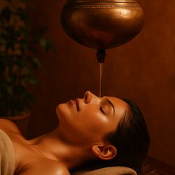 Evolv Wellness - Shirodhara is an Ayurvedic treatment involving pouring warm oil over the forehead in a continuous stream.