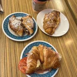 Nutella croissant, almond croissant, prosciutto and tomato croissant