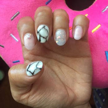Be My Nails - Acrylic dip full set-white for the marble design base, #43? as the translucent pink color,& a glitter(painted on acrylic,not dipped).$60. - Nail Salons Near Me - Milpitas, California Be My Nails - Acrylic dip full set-white for the marble design base, #43? as the translucent pink color,& a glitter(painted on acrylic,not dipped).$60. - Nail Salons Near Me - Milpitas, California