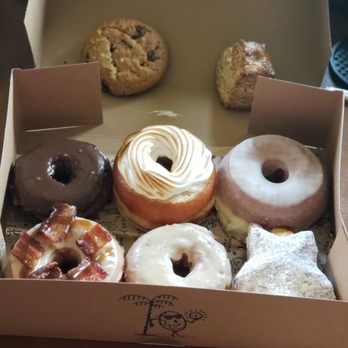 The Salty Donut - There was chocolate, maple bacon, plain glaze, plain cake, chocolate chip cookie, garlic herb biscuit, 2 unknown - Donuts Near Me - Dallas, Texas The Salty Donut - There was chocolate, maple bacon, plain glaze, plain cake, chocolate chip cookie, garlic herb biscuit, 2 unknown - Donuts Near Me - Dallas, Texas