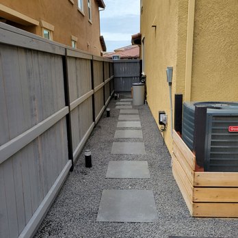 NT Landscaping Service - Pavers and fence to hide AC (taken apart for now since we want to paint it) - Landscaping Near Me - Elk Grove, California