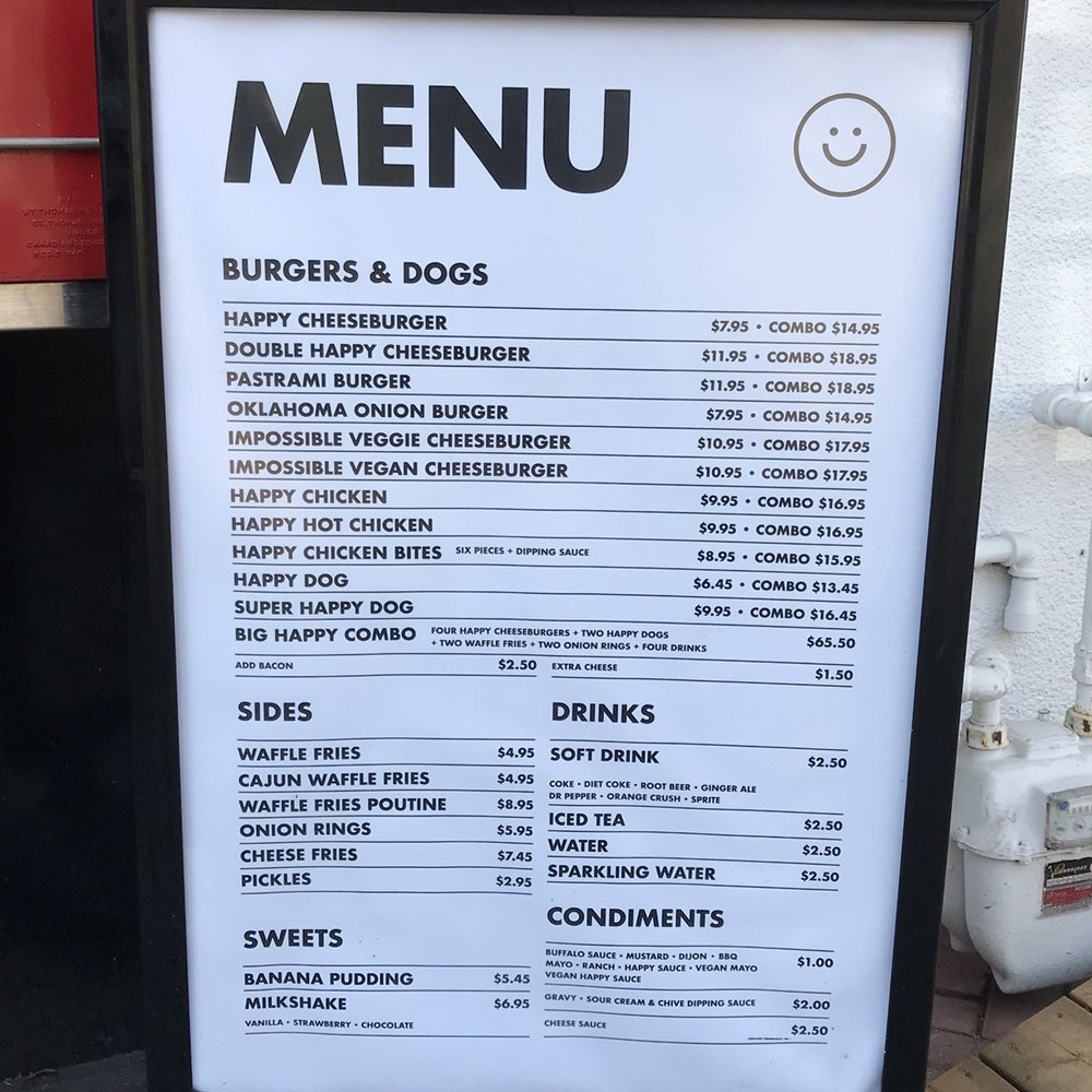 Happy Burger - Front store Menu - Hot Dogs Near Me - Toronto, Ontario Happy Burger - Front store Menu - Hot Dogs Near Me - Toronto, Ontario