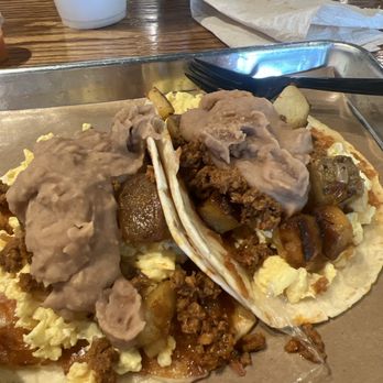 LaLa's Taqueria - Potato egg chorizo add beans , breakfast taco - Mexican Near Me - Prosper, Texas LaLa's Taqueria - Potato egg chorizo add beans , breakfast taco - Mexican Near Me - Prosper, Texas
