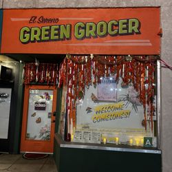 El Sereno Greengrocer - Fall of patriarchy window dressing for Halloween and Dia de los Muertos Day of the dead celebrations.