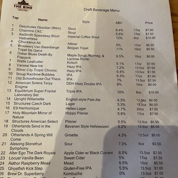 The Bine Beer & Food - Beer menu - July 2021 - Beer Bar Near Me - Bothell, Washington