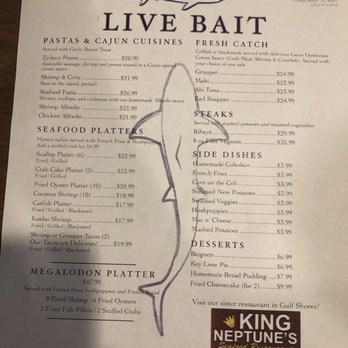 Live Bait - New owner menu - Bars Near Me - Orange Beach, Alabama