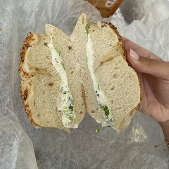 Gabe’s Bagels - Garlic bagel with scallion cream cheese - Bagels Near Me - Martinsville, New Jersey