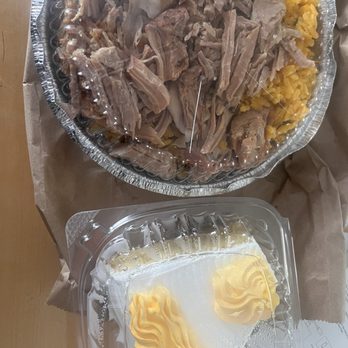 Sazon Dominicano - Pork with rice and grandules and a slice of Dominican Pineapple cake - Dominican Near Me - Catasauqua, Pennsylvania Sazon Dominicano - Pork with rice and grandules and a slice of Dominican Pineapple cake - Dominican Near Me - Catasauqua, Pennsylvania