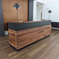re.dwell - Walnut and steel reception desk