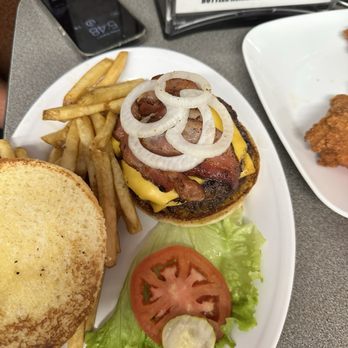 Pickle's Place - Ski Bones Burger (double patty, cheese and bacon) - Burgers Near Me - Arco, Idaho