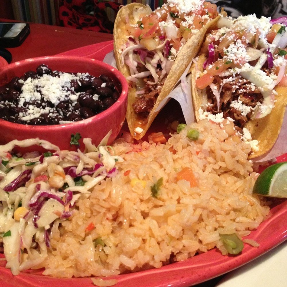 Rio Bravo Fairfield - 2 carnita tacos comes with rice and beans - Mexican Near Me - Fairfield, Connecticut