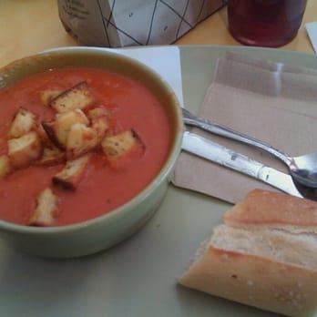 Panera Bread - Creamy Tomato Soup with a baguette on the side! DELISH! - Sandwiches Near Me - Pasadena, California