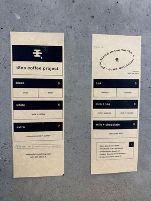 Menu photo 1 Tono coffee project San Jose, CA Menu photo 1 Tono coffee project San Jose, CA