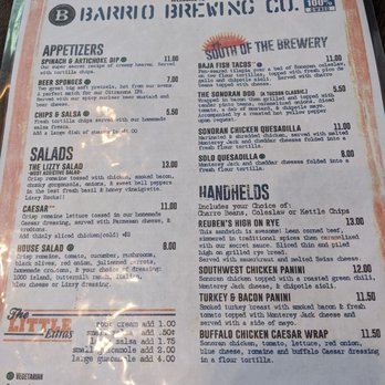 Barrio Brewing Company - Menu - Breweries Near Me - Tucson, Arizona
