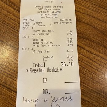 Denny's - This is what we had gotten! - Diners Near Me - Fort Smith, Arkansas