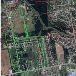 The red is the highlighted areas we missed that he suspected my dog may have been ..... he studied my neighborhood and the bayou areas......