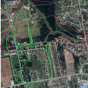 Canine's Halo - The red is the highlighted areas we missed that he suspected my dog may have been ..... he studied my neighborhood and the bayou areas...... - Pet Services Near Me