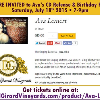 Ava Lemert - Hurry, get your tickets to Ava's Birthday/CD Release Party in the Vineyard! http://www.davidgirardvineyards.com/product/Ava-Lemert - Musicians Near Me
