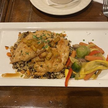 Loxley’s - Pear-glazed chicken breasts over wild grain rice with a seasonal veggie medley - American Near Me - Lancaster, Pennsylvania