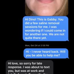Conversation with Dino from her business number (since she keeps saying she never had me as a client) Conversation with Dino from her business number (since she keeps saying she never had me as a client)